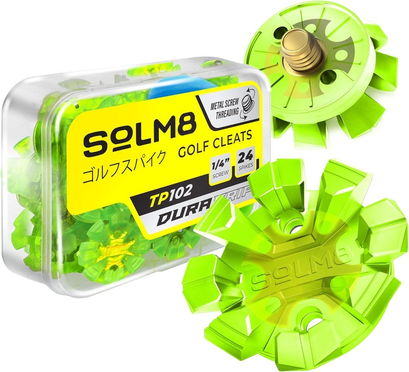 SOLM8 Golf Shoe Replacement Spikes - Metal Screw Threading Dia ¼ Inch/6mm Easy to Install on Cricket & Golf Cleats (Spanner Included) - Image 1